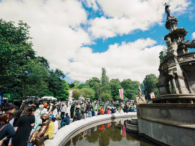 Crowds gather in Kelvingrove Park at the 2024 Glasgow Mela.