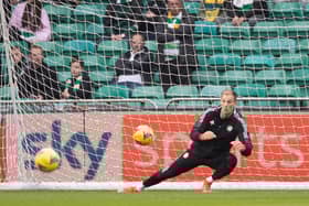 Joe Hart warms up for Celtic. (Photo by Steve Welsh/Getty Images)