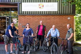 Erskine Home Veterans repairing bikes at The Common Wheel in Glasgow. Picture: Jamie Williamson