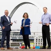 A new litter picking campaign has been launched by Keep Scotland Beautiful CEO Barry Fisher, Councillor Anna Richardson and franchise owner Andy Gibson. Pic: Alan Harvey/SNS Group