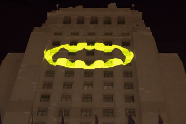 The Bat-signal will light up a Glasgow building. Pic: Robyn Beck/AFP via Getty Images.