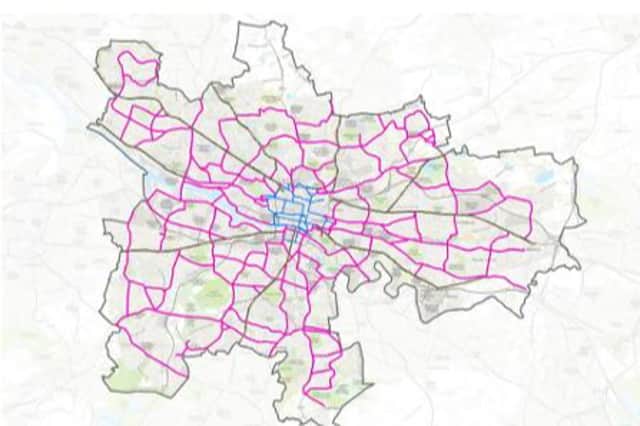 The map of the Glasgow active travel network.