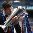 Steven Gerrard celebrates Rangers’ Scottish Premiership triumph. Picture: Ian MacNicol/Getty Images