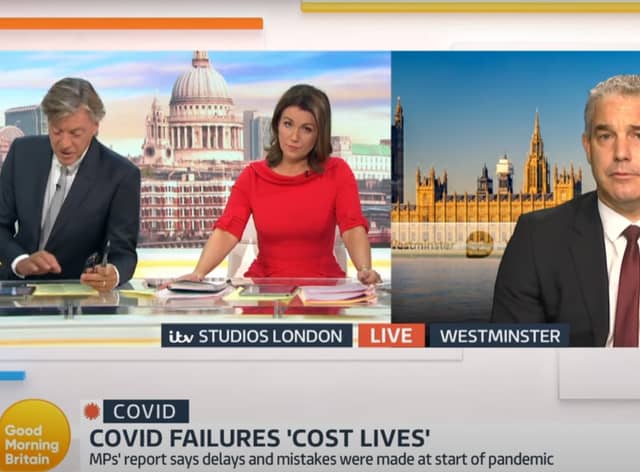 Good Morning Britain hosts Richard Madely and Susanna Reid clash after former This Morning presenter, Madely, suggests to Chancellor of the Duchy of Lancaster, Stephen Barclay, that the government is “getting away with it” when it comes to the report into the early response to Covid-19 in March 2020.