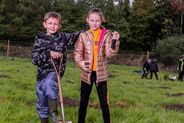 Jack and Leah (both 8) from St Stephen’s and St Kevin’s helped create the woodland.