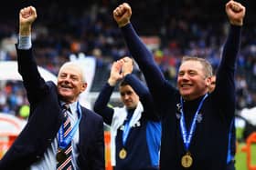 Walter Smith (right) and Ally McCoist (left). Walter has ten top-flight titles as a Manager