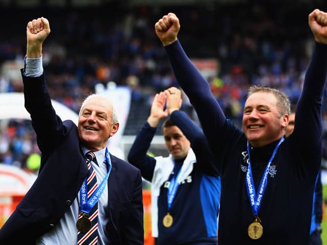 Walter Smith (right) and Ally McCoist (left). Walter has ten top-flight titles as a Manager