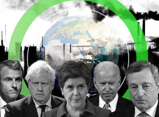 <p>The COP26 climate change summit officially starts in Glasgow on Monday 1 November (graphic: Mark Hall)</p>