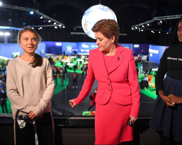 First Minister Nicola Sturgeon met climate activists Vanessa Nakate (right) and Greta Thunberg (left) at COP26.