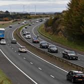 US President Joe Biden’s motorcade going along the M8 to Glasgow.