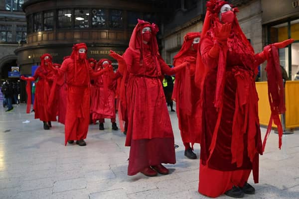 The Red Rebel Brigade arrived in Glasgow Central yesterday. 