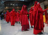 The Red Rebel Brigade arrived in Glasgow Central yesterday. 