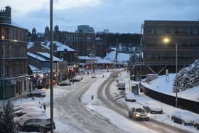 A usually busy main road is deserted as temperatures plummet, in south Glasgow, Scotland on February 28, 2018. (Photo credit should read ANDY BUCHANAN/AFP via Getty Images)