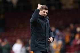 Steven Gerrard is seen at full time during the Cinch Scottish Premiership match between Motherwell FC and Rangers FC at  on October 30, 2021 in Motherwell, Scotland. (Photo by Ian MacNicol/Getty Images)