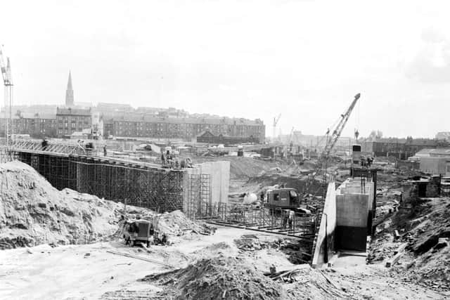 Construction of the new Inner Ring Road at Townhead interchange in Glasgow in September 1966.