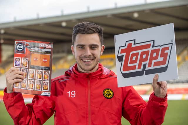 Partick Thistle press conference Topps launch sticker collection with player Ross MacIver
