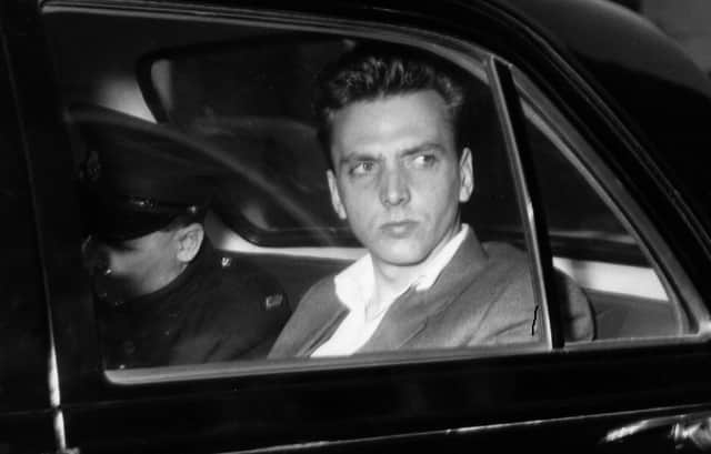 Ian Brady in police custody prior to his court appearance for the Moors Murders for which he was later convicted.   (Photo by William H Alden/Getty Images)