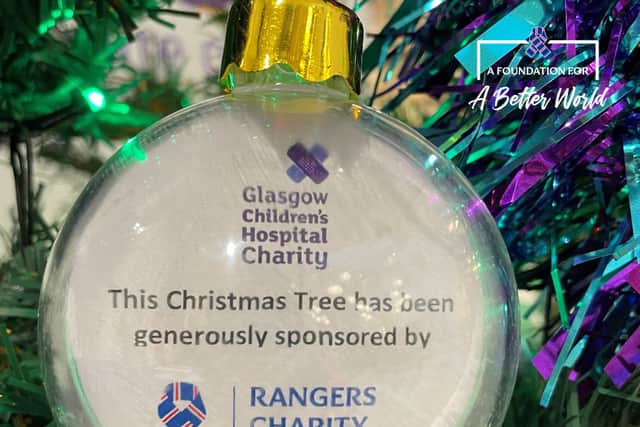 The Rangers Charity Foundation donated £10,000 to Glasgow Children’s Hospital