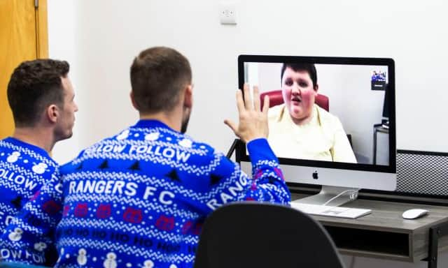 Rangers FC players during the virtual visit