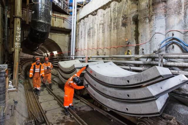 The concrete segments that make up the tunnel are prepared to be taken to the tunnel head. Picture: Robert Perry