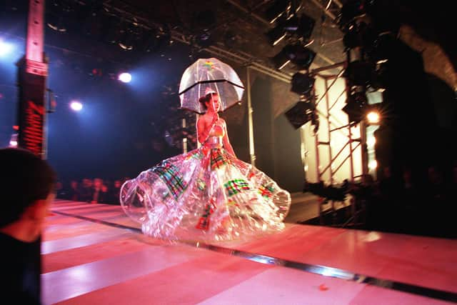 Students from the Glasgow School of Art rehearse ahead of their annual fashion show in 1999