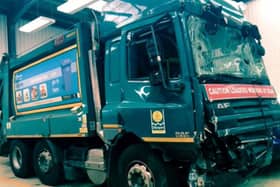 Pictures of the bin lorry were presented to the fatal accident inquiry. Picture: SWNS