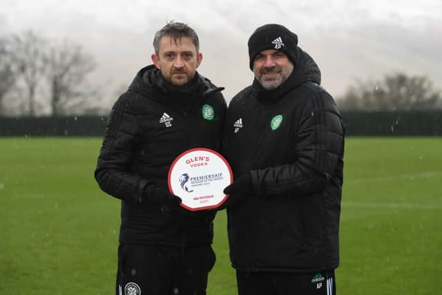 Ange Postecoglou, manager of Celtic F.C with Gavin Strachan - Glen’s Premiership Manager of the Month [January].jpg