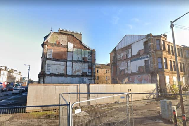 The site of the burnt out tenement.