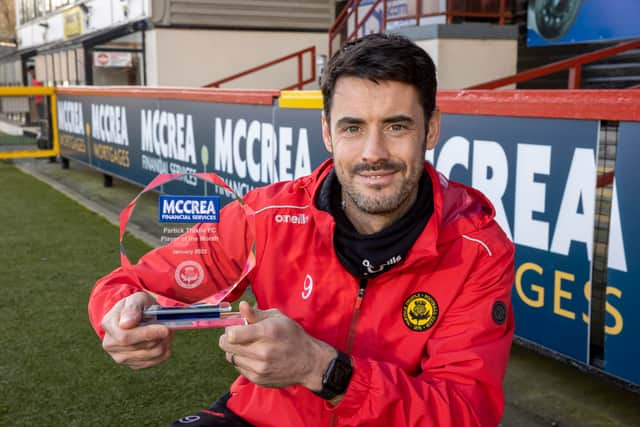 Partick Thistle FC, McCrea FS player of the month Brian Graham collects his award