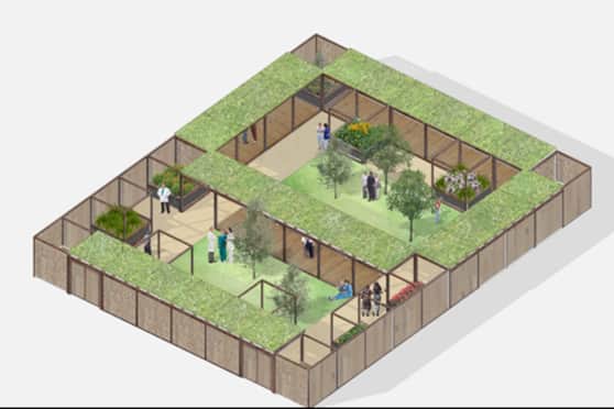 Plans for the new greenspace at the Queen Elizabeth University Hospital.