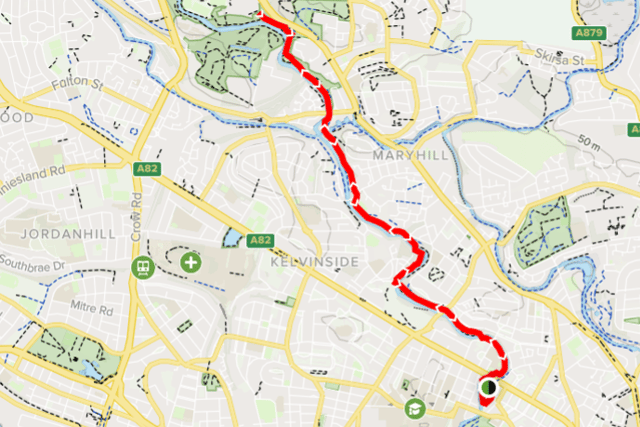 Kelvingrove Walkway route (Google Maps)  