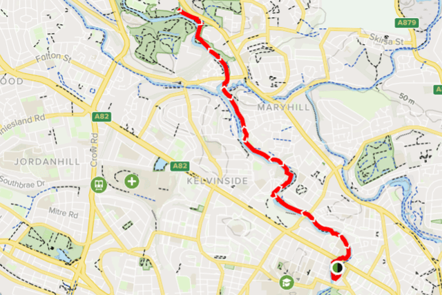 Kelvingrove Walkway route (Google Maps)