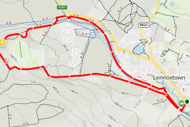 Lennox Castle and Lovers leap route (Google Maps)