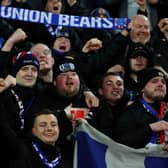  Rangers FC fans celebrate reaching the quarter-finals of the Europa League. (Photo: Srdjan Stevanovic/Getty Images)