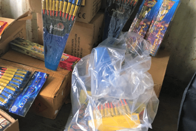 The fireworks were being stored without permission.