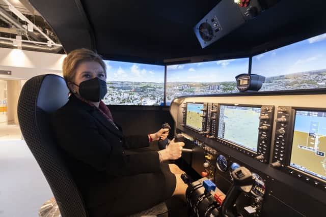 First Minister Nicola Sturgeon at the Newton Flight Academy.