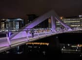 Tradeston Bridge illuminated by LED lighting 