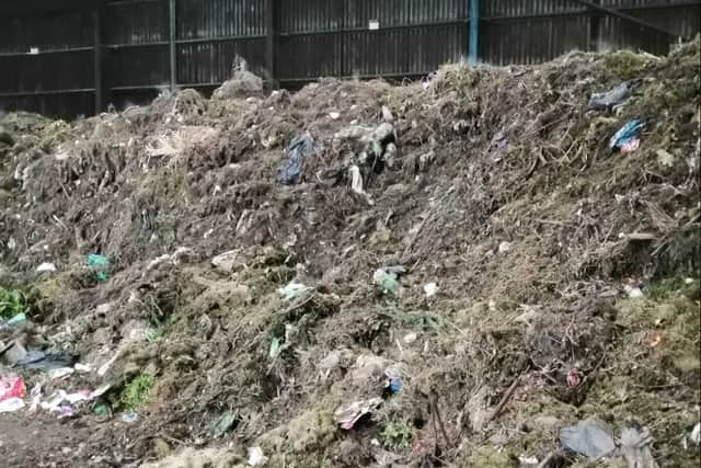 The pile of food waste at the recycling centre.