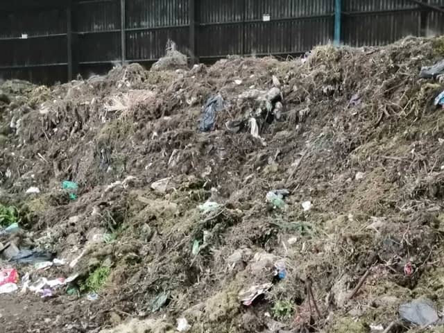 The pile of food waste at the recycling centre.