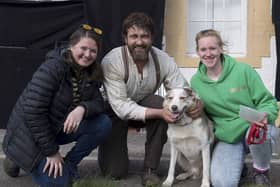Animal trainer Bozena Bienkowska with Gerard Butler. 