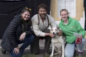 Animal trainer Bozena Bienkowska with Gerard Butler. 