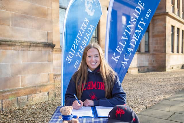 Kelvinside Academy S6 pupil, Emma Williams, S6 pupils who has won a place at Richmond University in the USA on a hockey scholarship