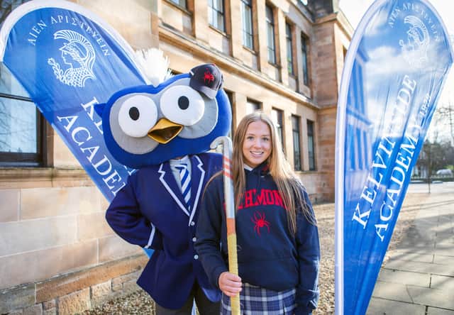 Kelvinside Academy S6 pupil, Emma Williams, S6 pupils who has won a place at Richmond University in the USA on a hockey scholarship