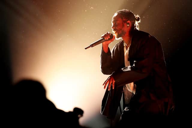 Kendrick Lamar performs onstage at the 60th Annual GRAMMY Awards at Madison Square Garden on January 28, 2018 in New York City.  (Photo by Christopher Polk/Getty Images for NARAS)