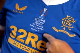 A close up of a fan’s shirt ahead of the Europa League final.