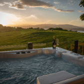 Enjoy the views from a private hot-tub (Image: AirBNB/Clyde View, Langbank)