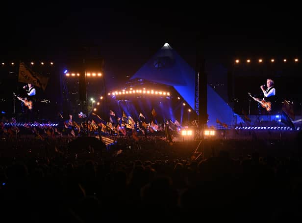<p>Paul McCartney performs on the Pyramid Stage stage during day four of Glastonbury Festival 2022 (Pic: Getty Images)</p>