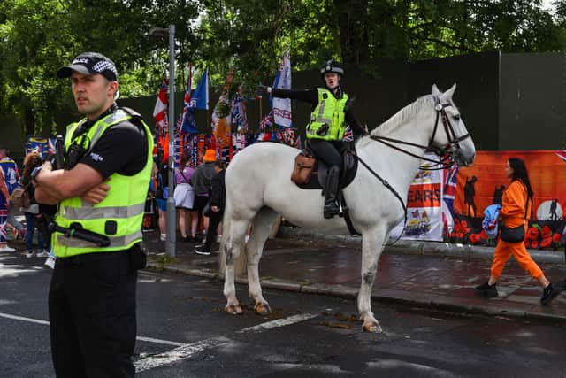 Police at the Orange march.