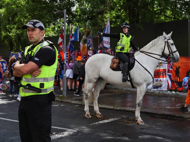 Police at the Orange march.