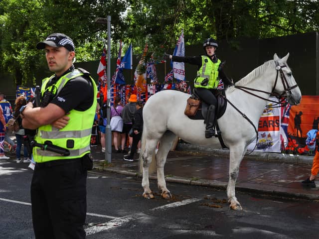 Police at the Orange march.